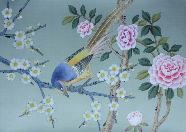 handpainted silk wallpaper   Asian   Wallpaper   other metro   by