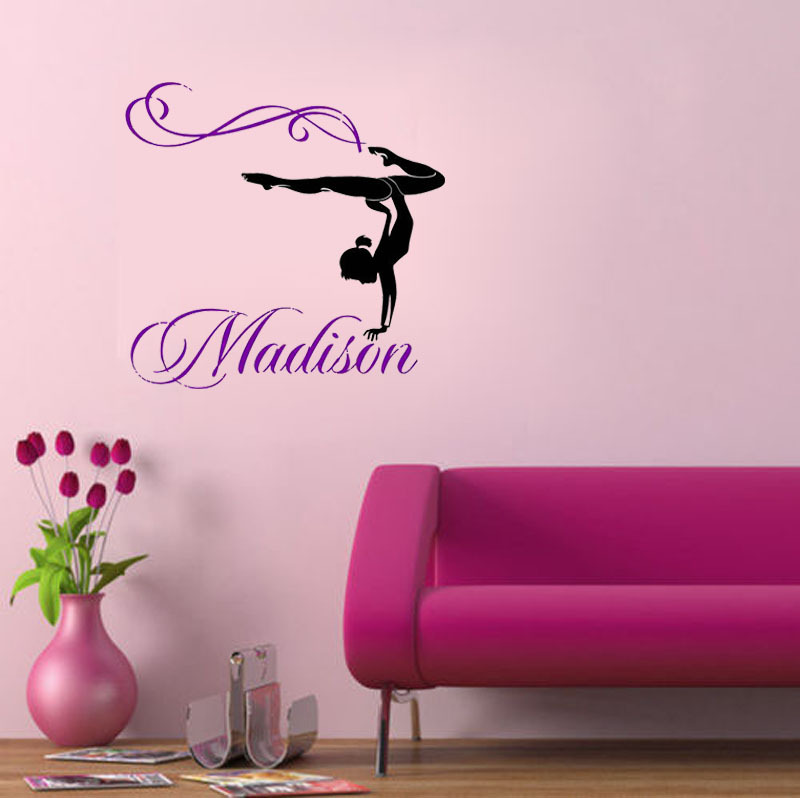 Personalized Girl Name Gymnast Gymnastics Dance Dancing Wall Decals