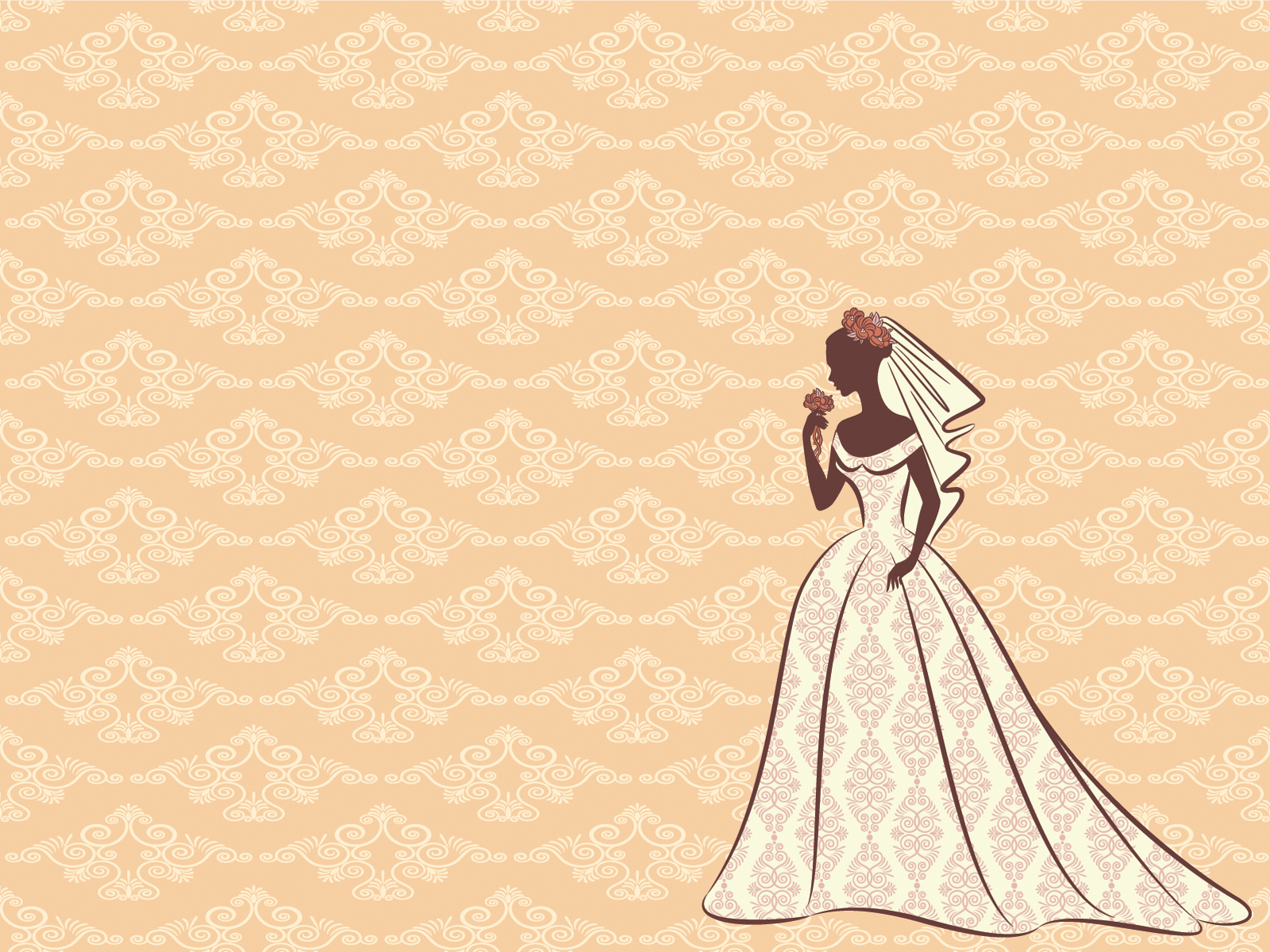 A Pink Bride Powerpoint Templates Beauty Fashion Brown