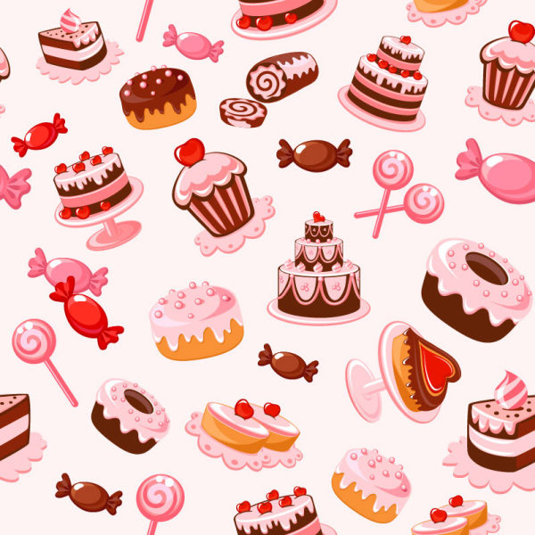 Cartoon Sweets Background Vector Cute Sweet Background
