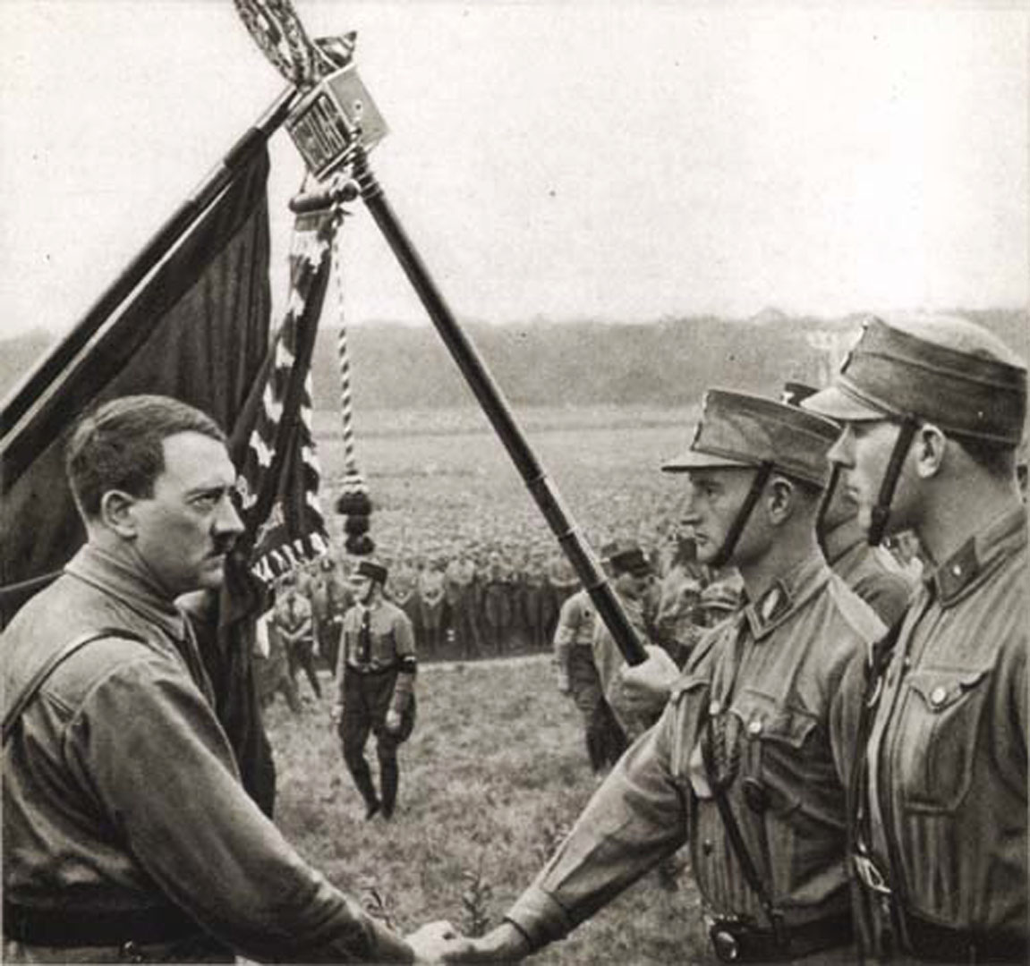 Hitler Acknowledging Flag Bearers Historical Nazi Third Reich Image