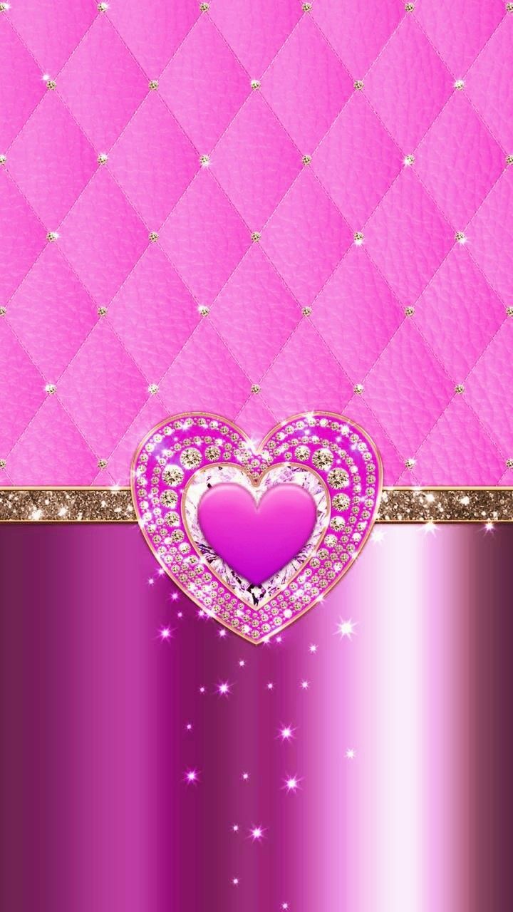 Glitter Pink Heart Wallpaper for iPhone Free PNG ImageIllustoon