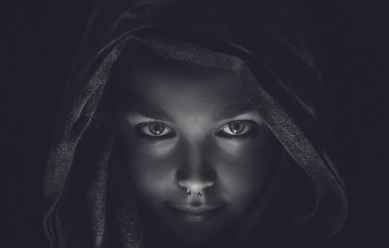 Wallpaper Girl Piercing Hood Darkness Image For Desktop
