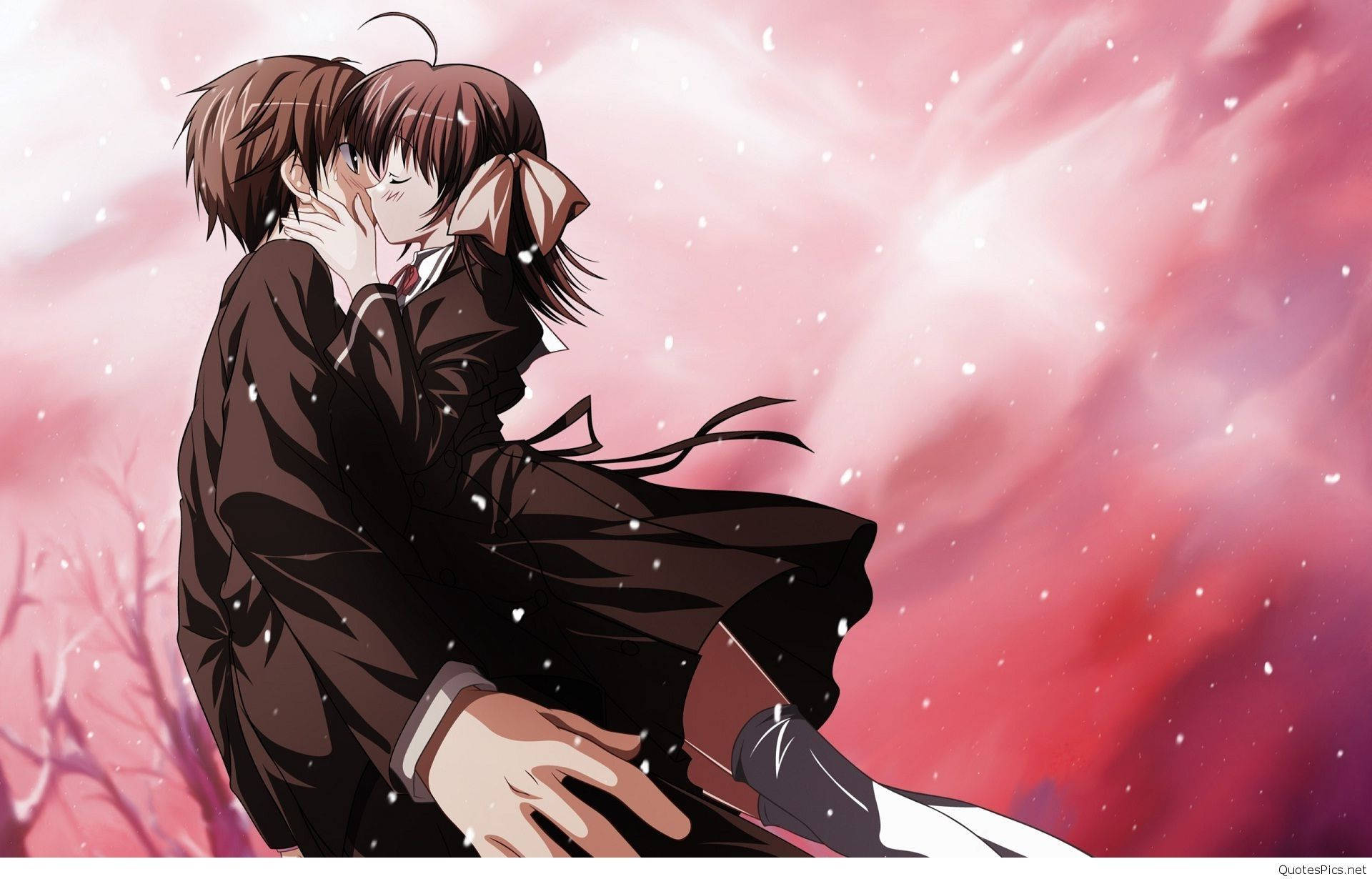 Anime Couple Hug Wallpaper