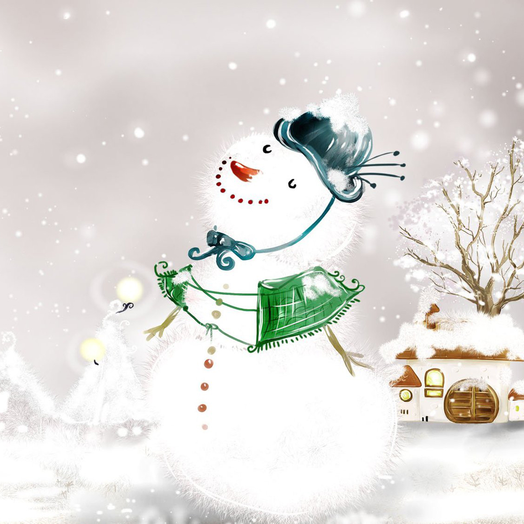 iPad Wallpaper Christmas Snowman Mini