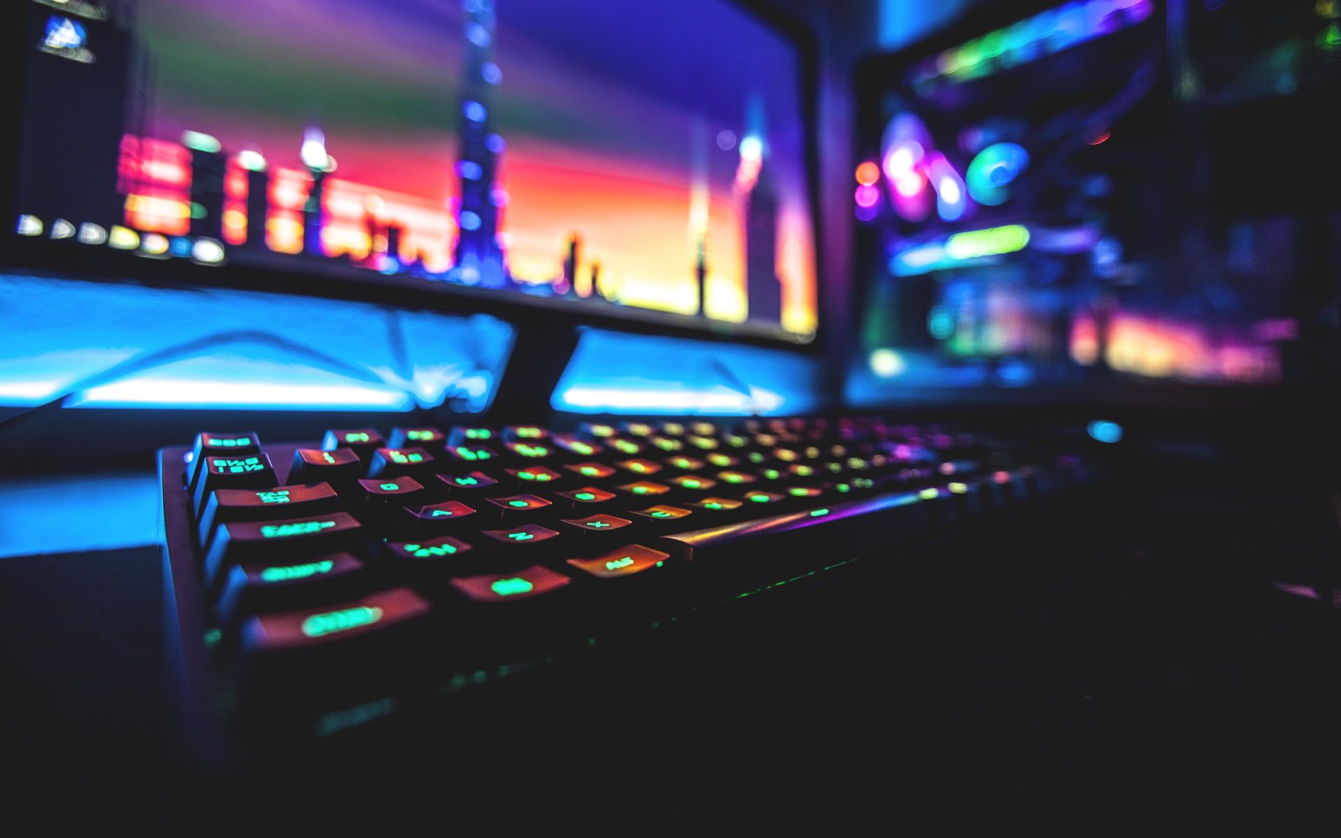 Black Rgb Gaming Keyboard Colorful Neon Puter Keyboards Pc