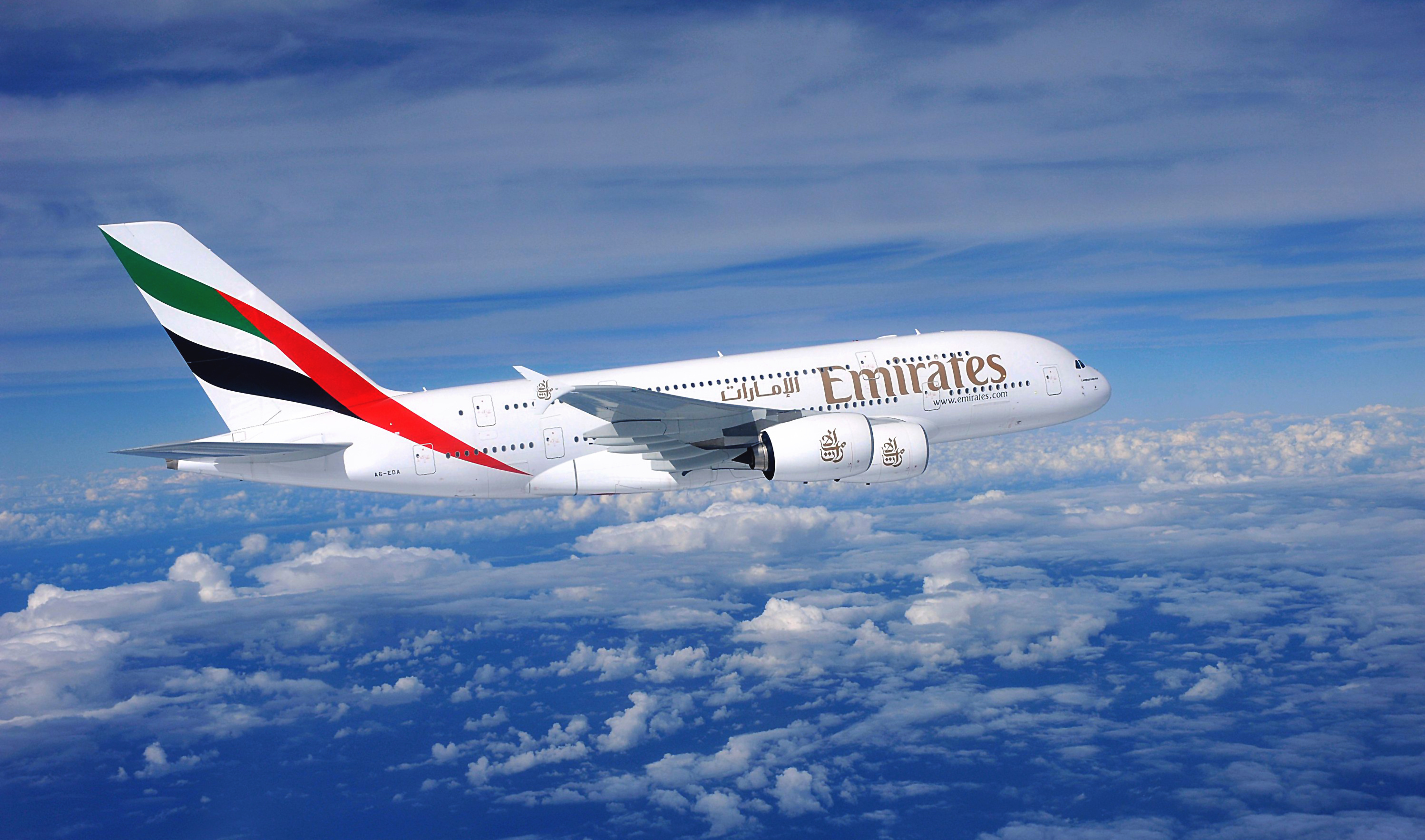 Emirates airline plane airbus airliner a380 wallpaper 2996x1767