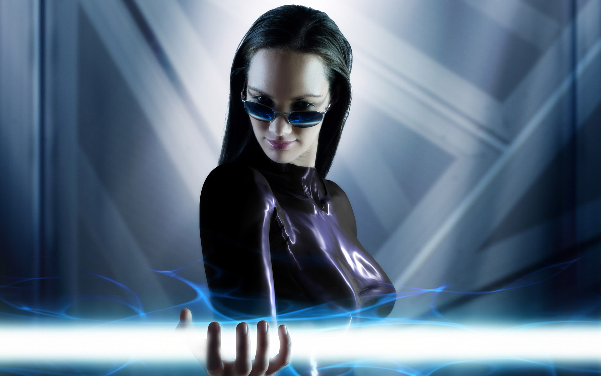 The girl and laser wallpapers and images   wallpapers pictures