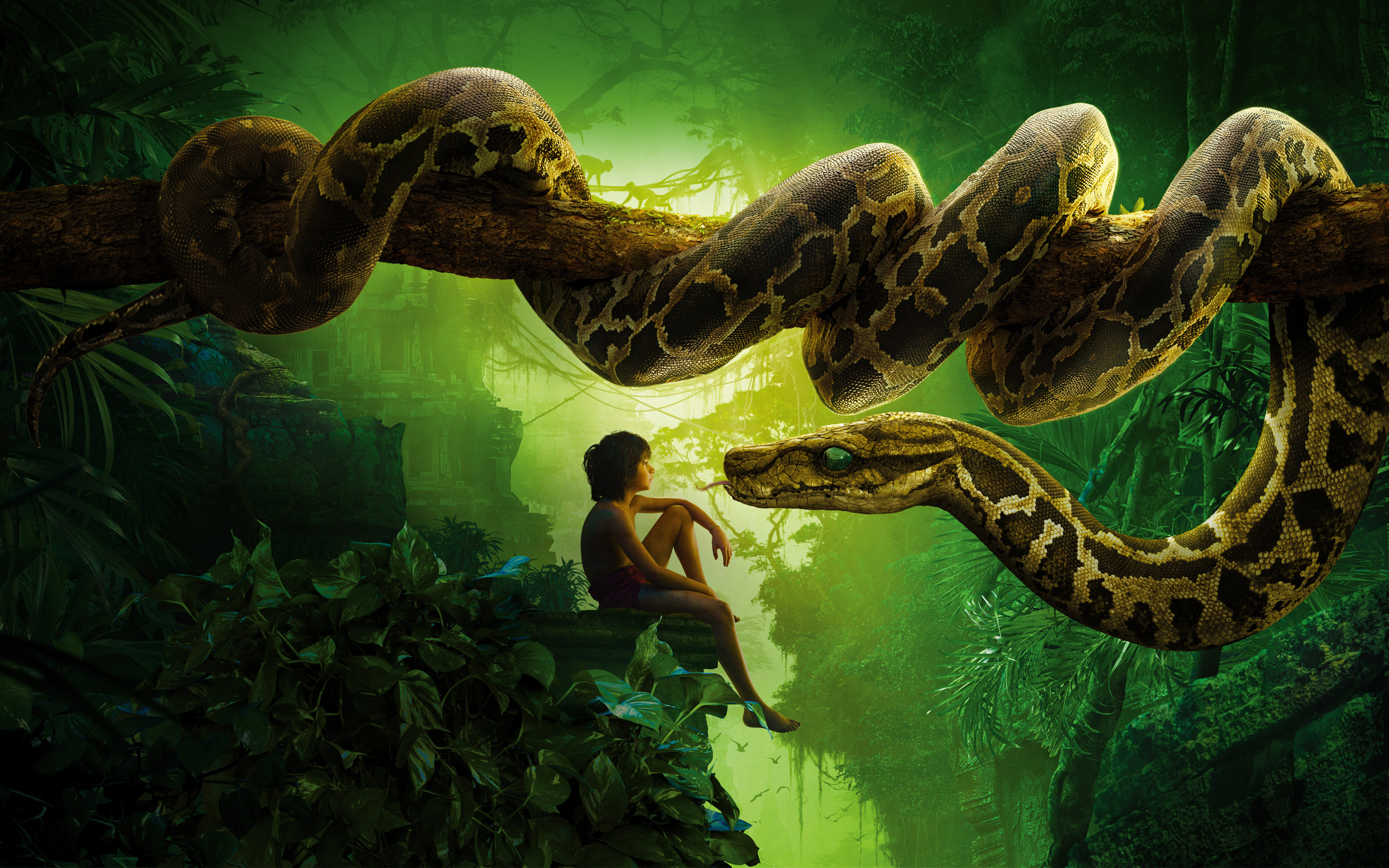 Jungle Book Snake Kaa Mowgli HD Wallpaper