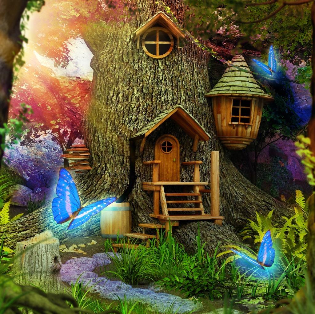 Treehouse Magical Blue Butterflies Colorscapes By Artvoyager6100
