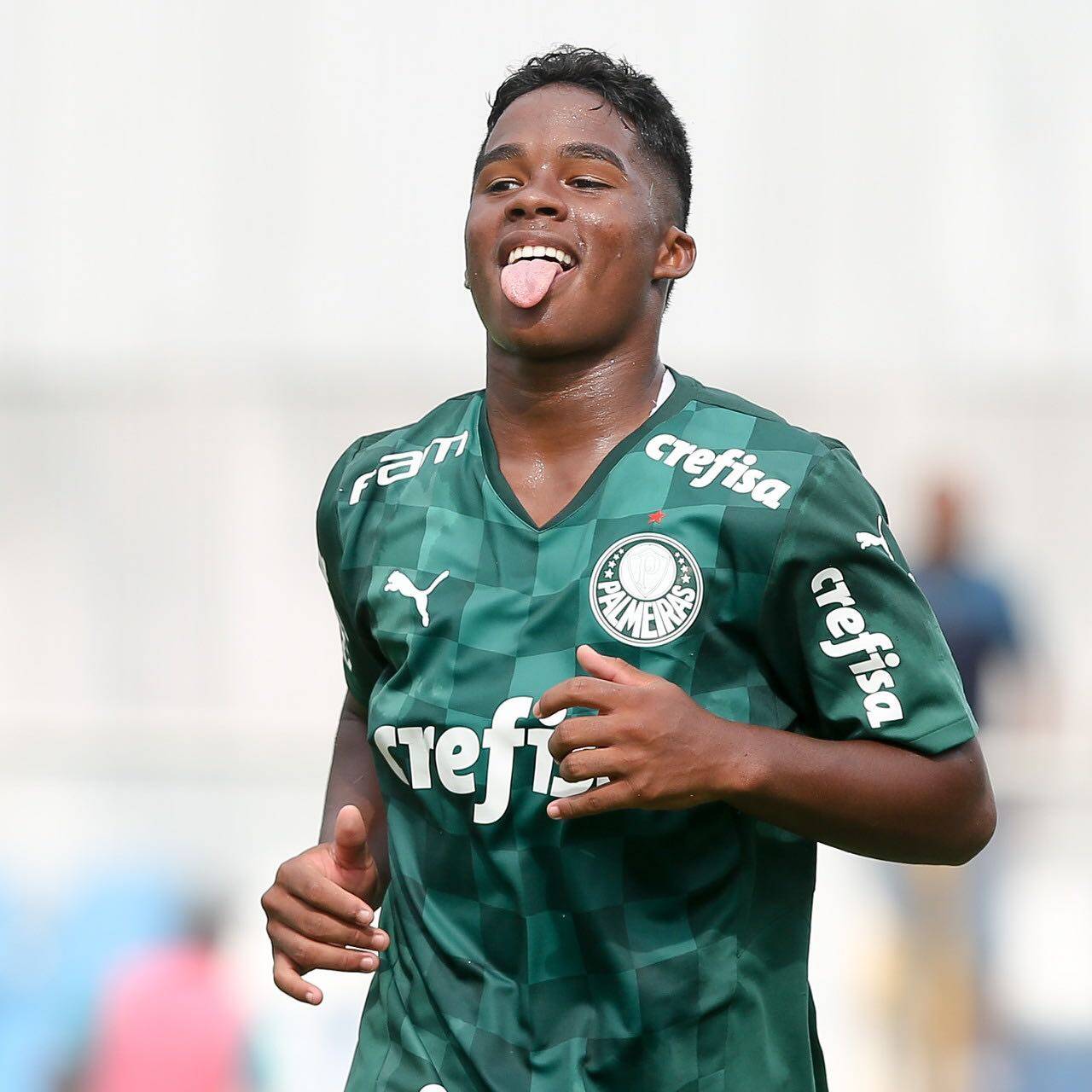 Endrick Felipe of Palmeiras in action during a soccer match