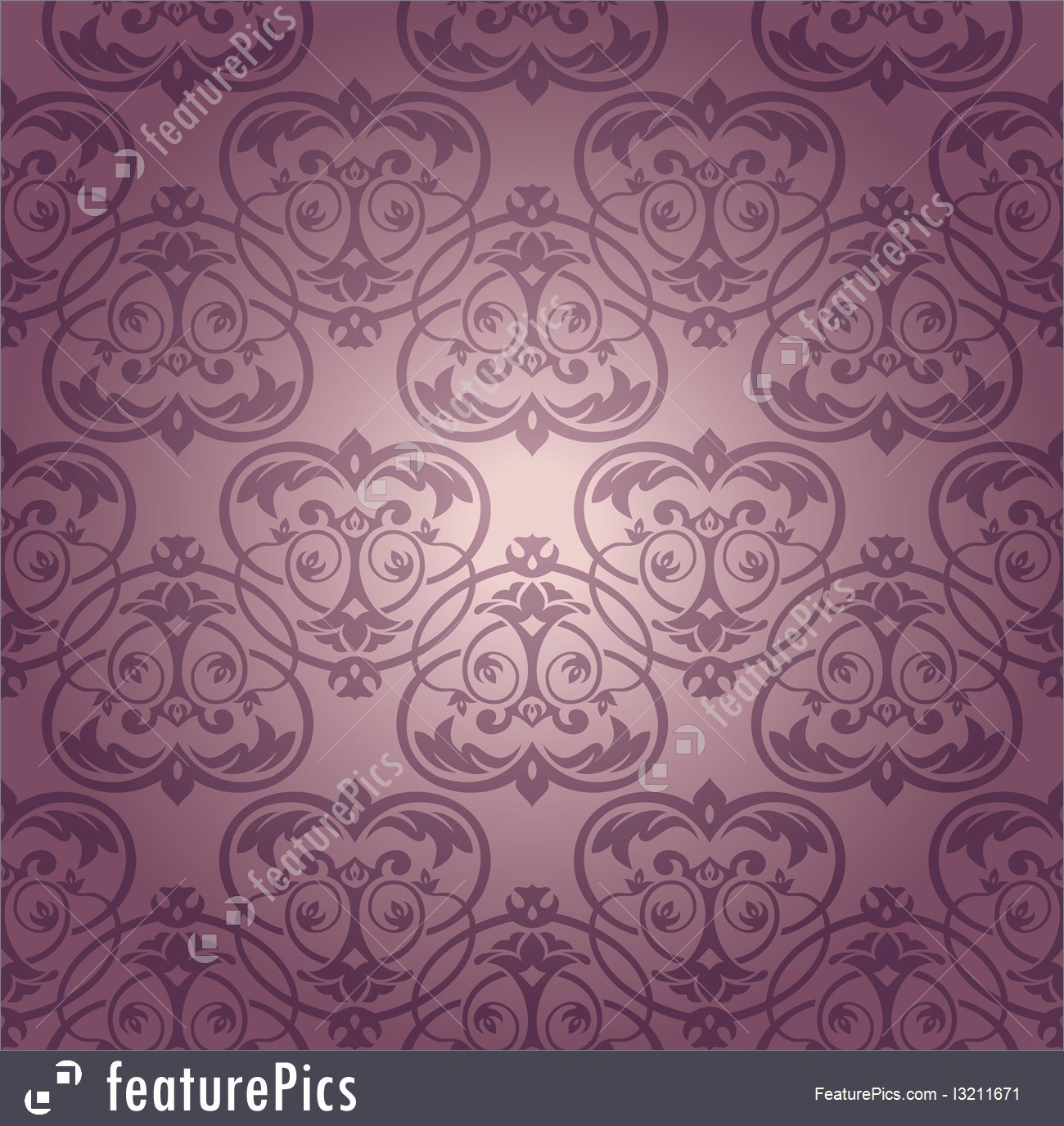 Abstract Patterns Purple Damask Wallpaper Stock Illustration