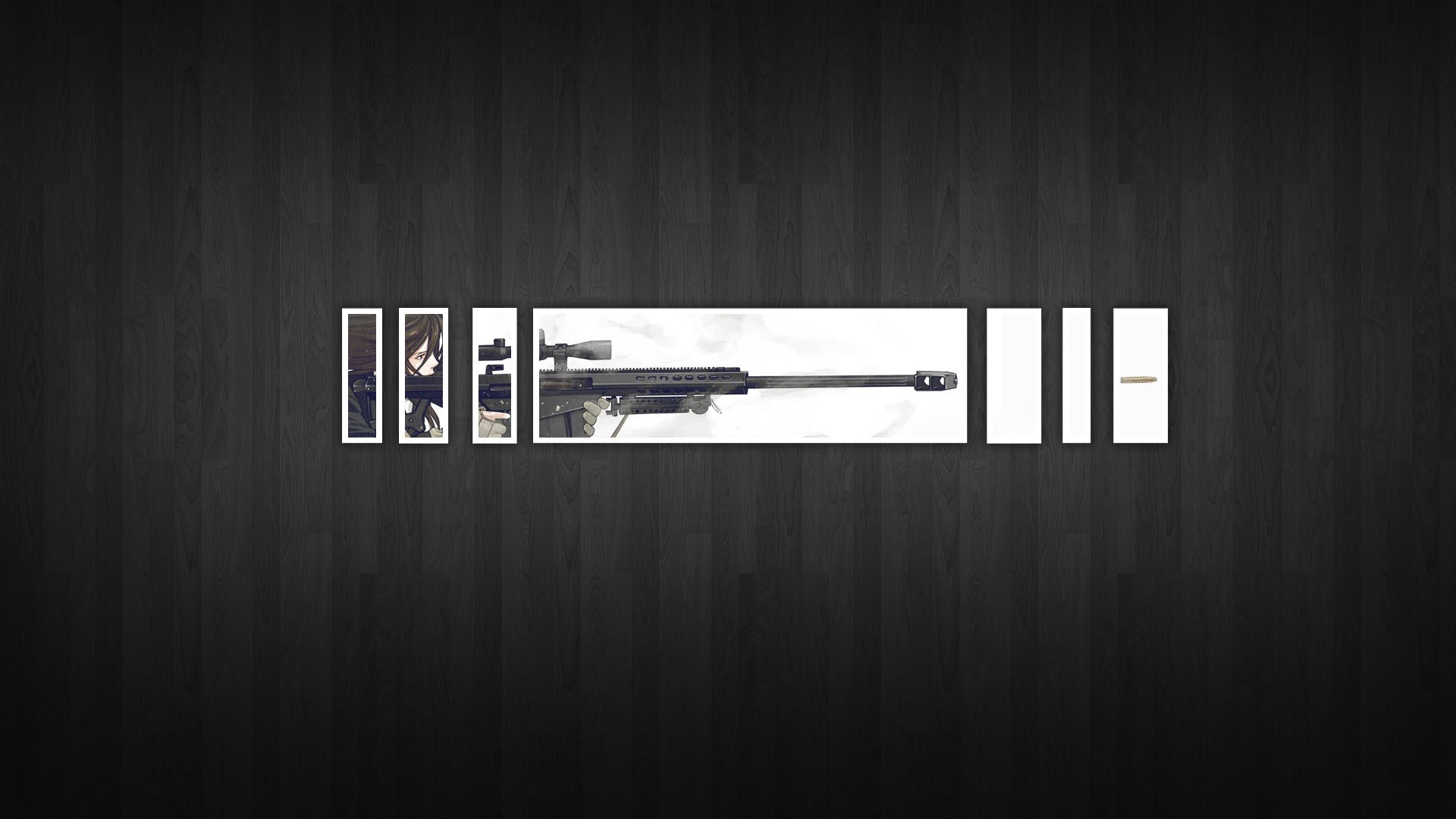Wallpaper Anime Girls Collage Text Logo Sniper Rifle Brand