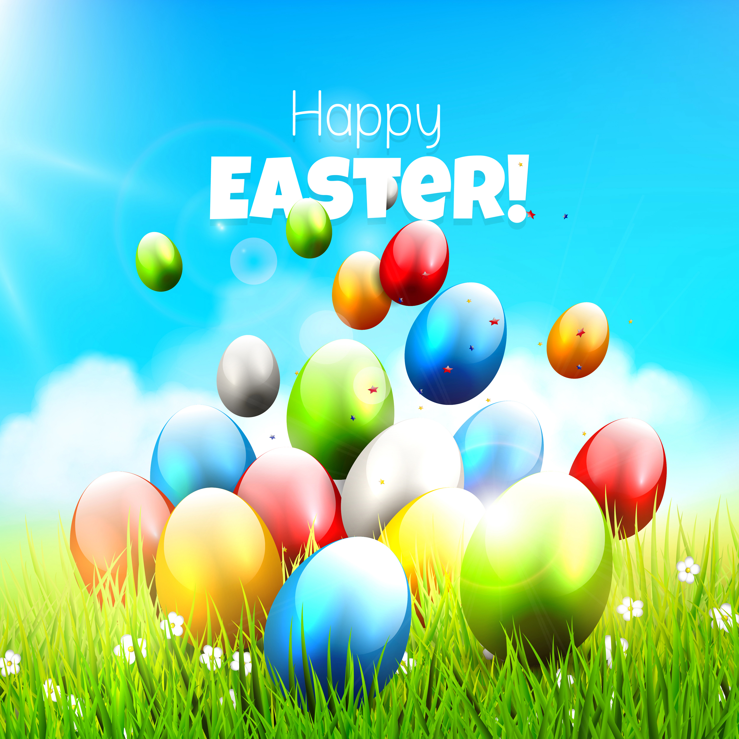 Happy Easter Grass Background with Eggs Gallery Yopriceville