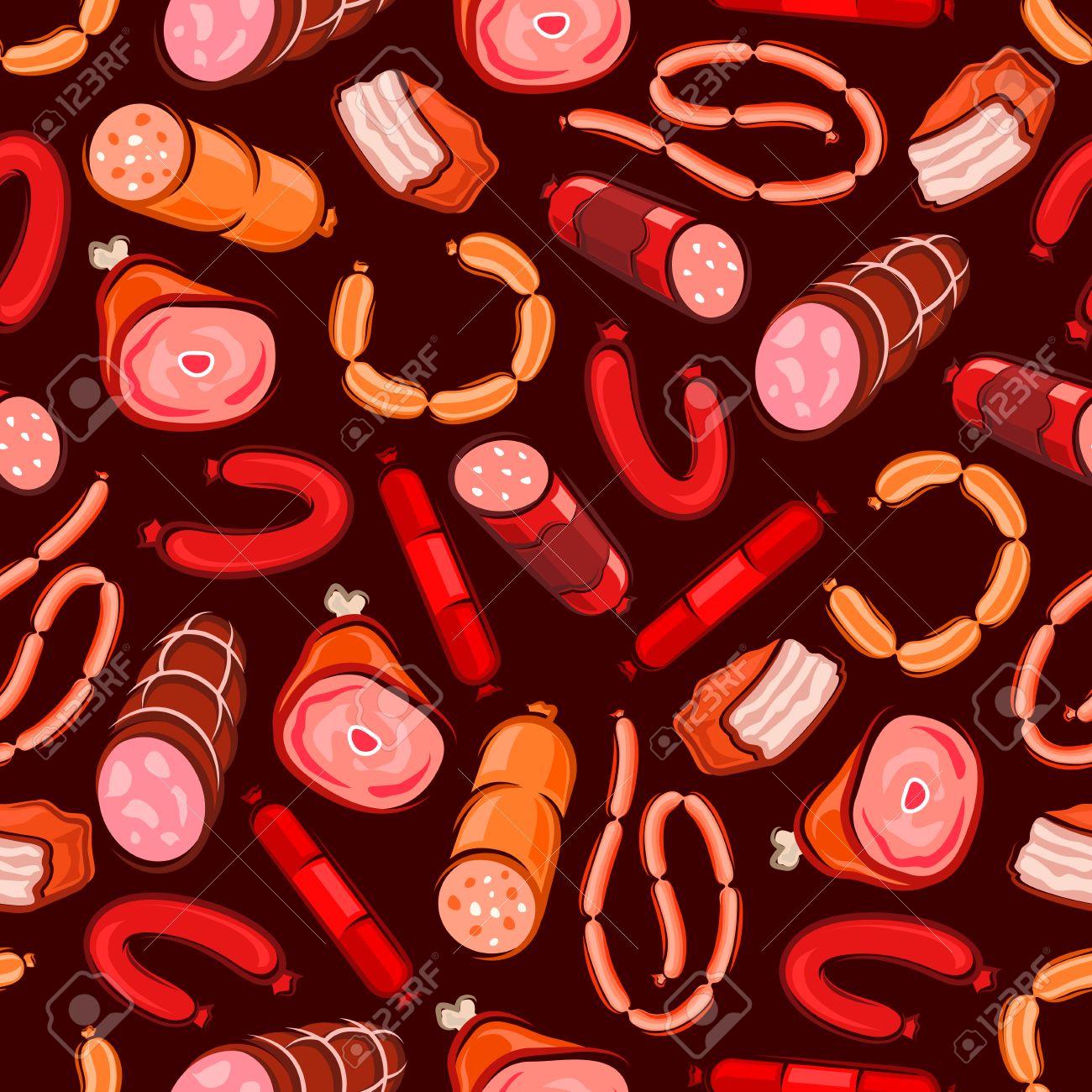 Sausages And Meat Snacks Background Seamless Wallpaper Of Butcher