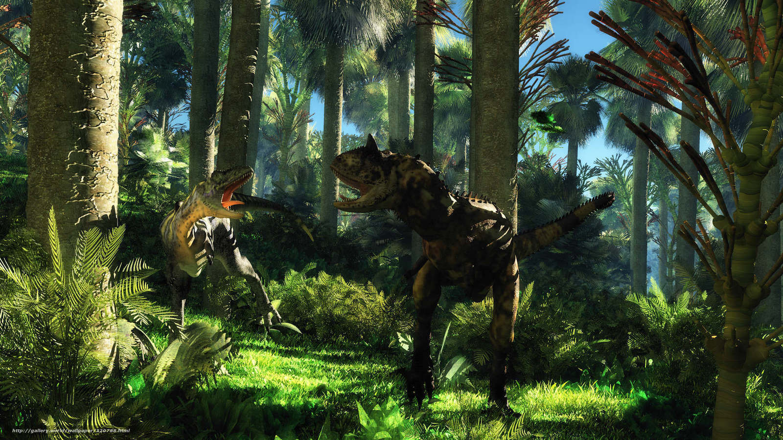 Wallpaper Dinosaurs Dispute Jungle Desktop