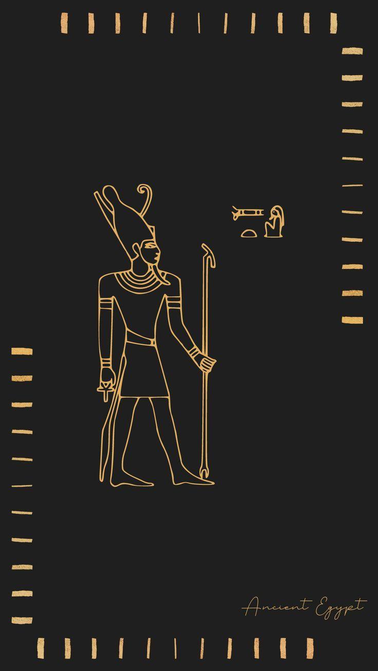Egyptian Hieroglyphic Gold Black iPhone Phone Background Android