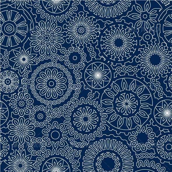 White Lace Flowers on Dark Blue Seamless Pattern   Patterns Decorative