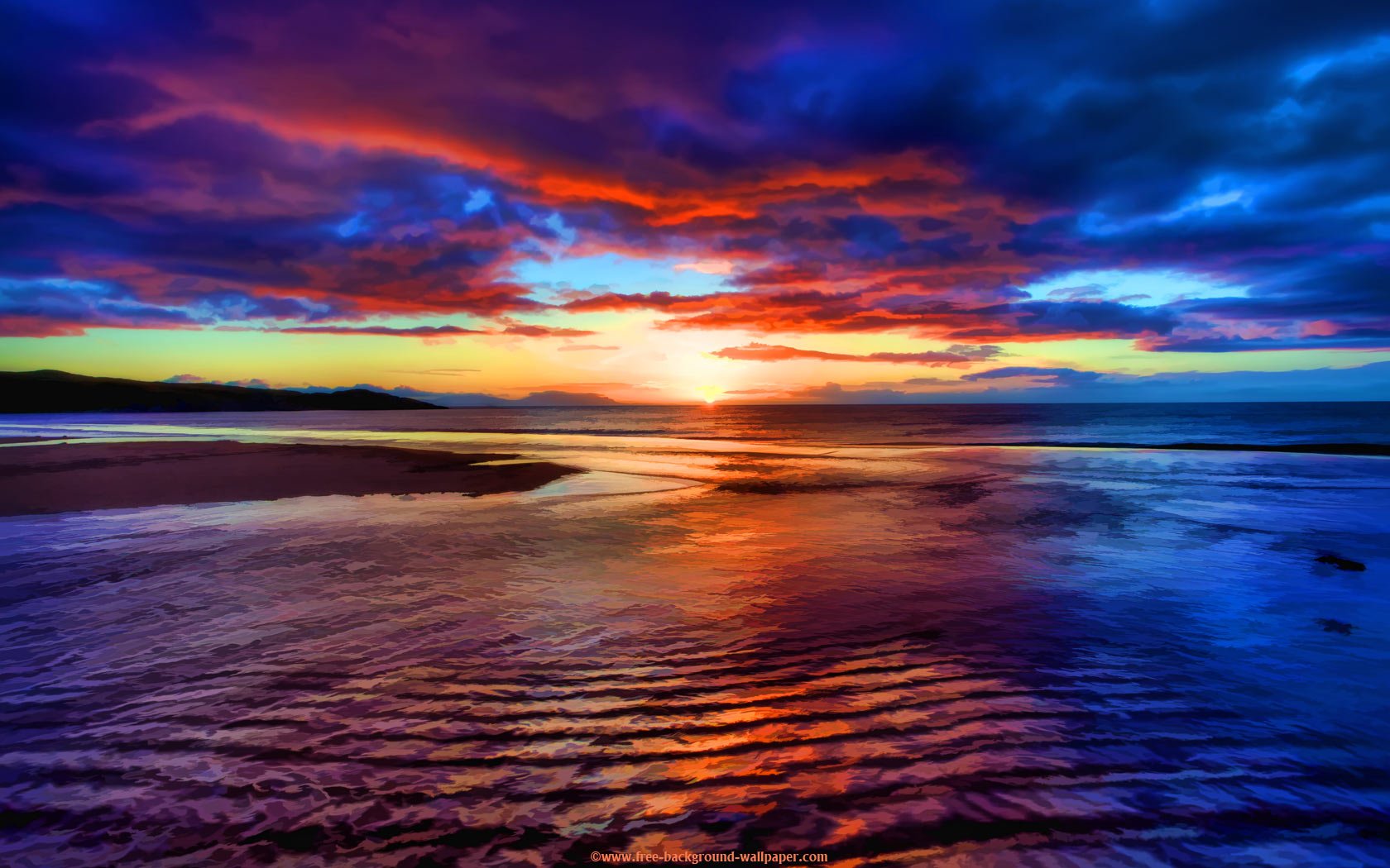 Sunset Beach Scotland   Beautiful Background Wallpaper   1680x1050