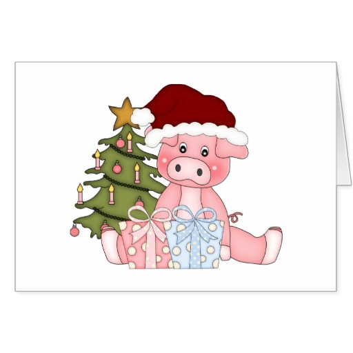 Pig Christmas Tree Greeting Cards Zazzle