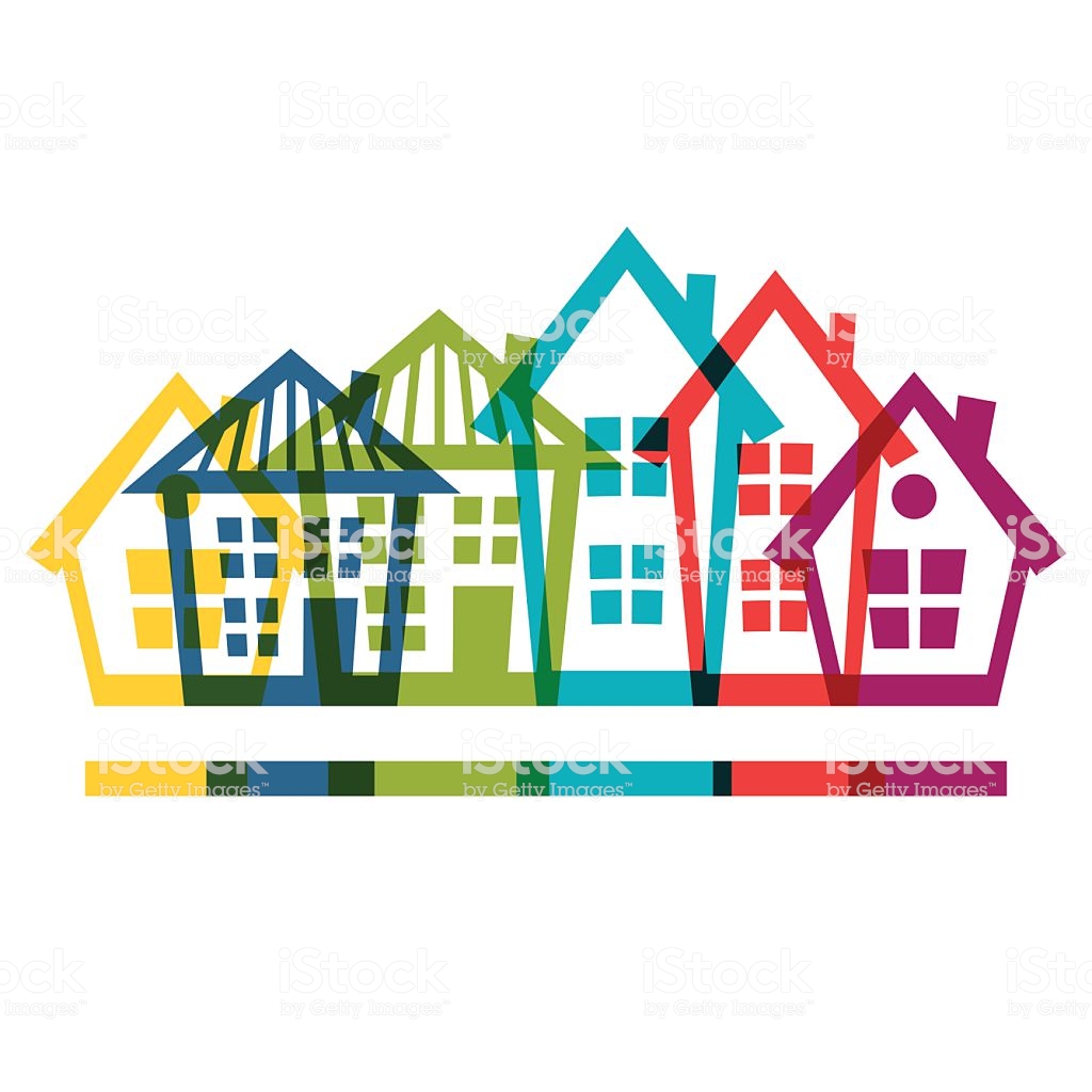 Town Background Design With Cottages And Houses Stock Illustration