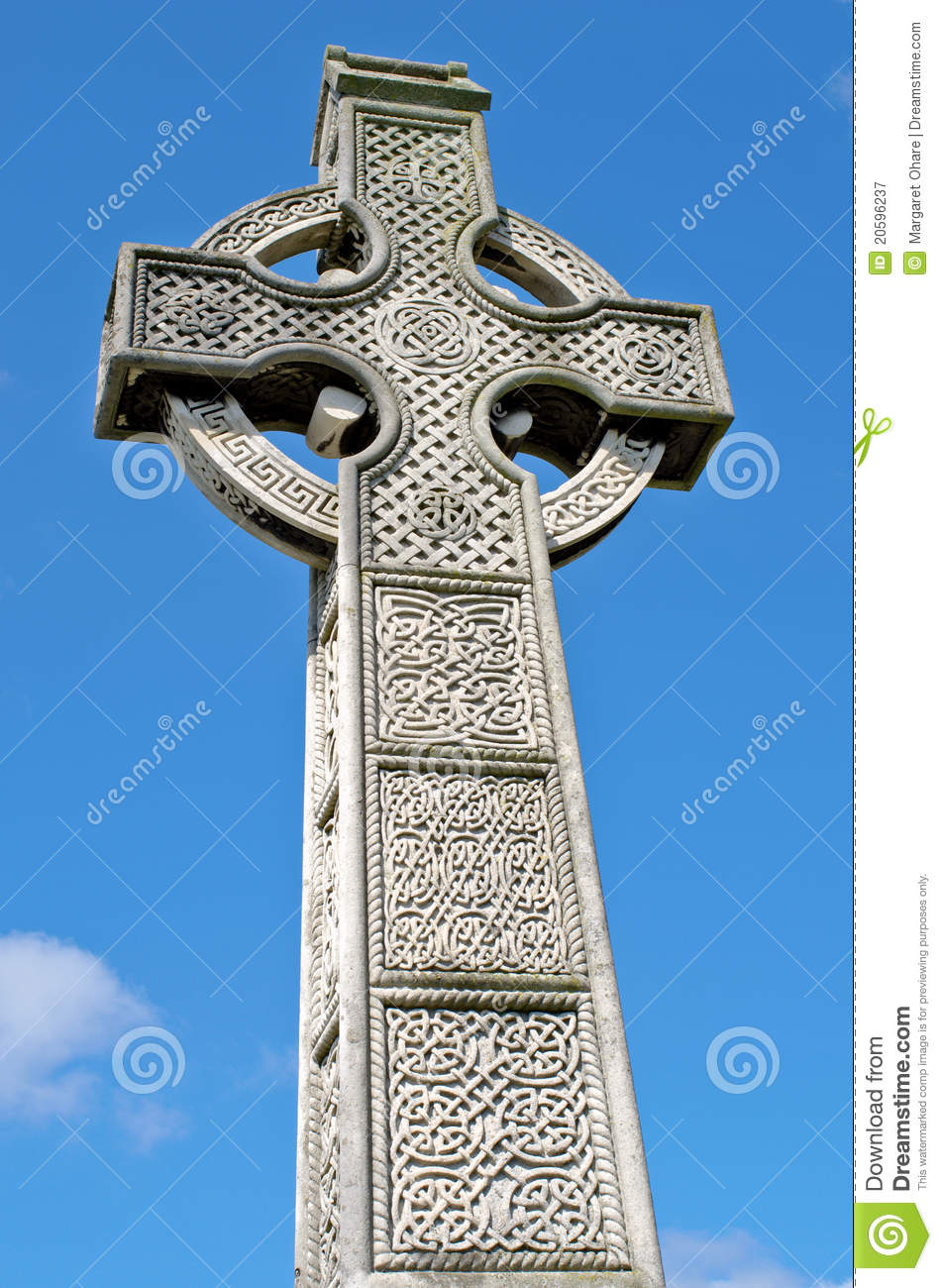 Of Pre Irish Celtic Cross With Intricate Carving