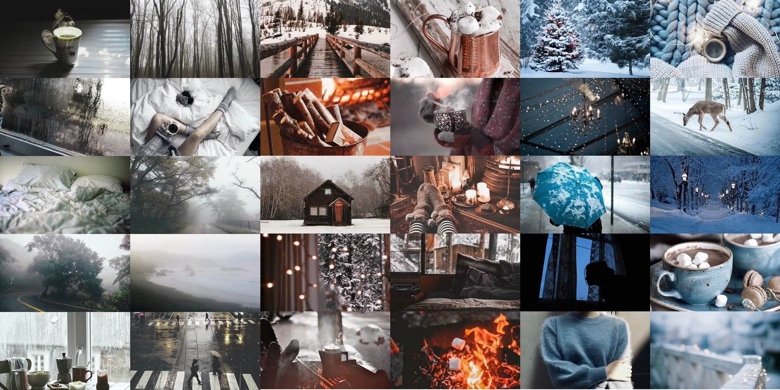 Winter cozy aesthetic collage Christmas desktop wallpaper