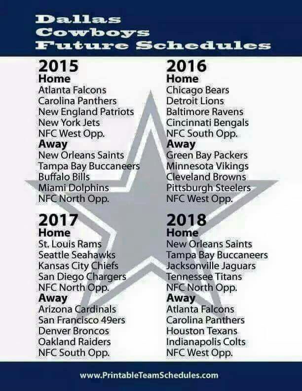 Future Schedule Of The Cowboys Dallas