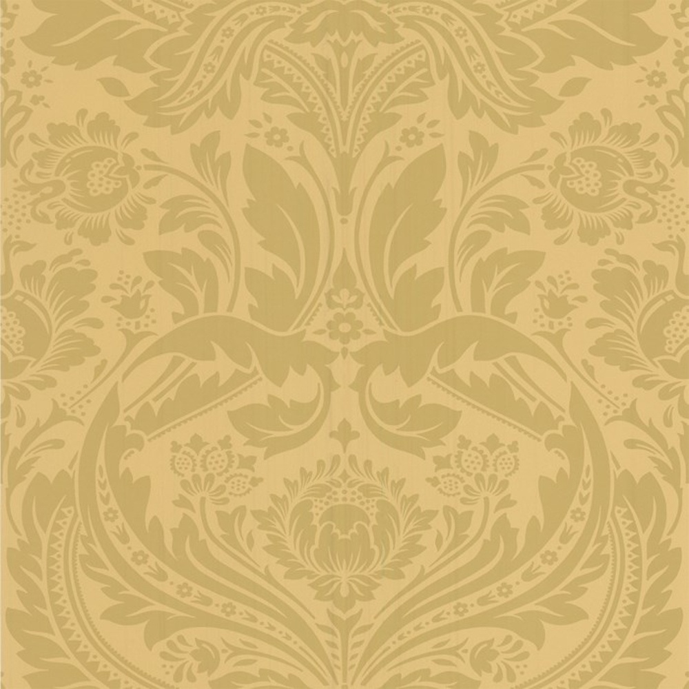 Brown Graham Desire Shimmer Damask Motif Pattern Gold Wallpaper