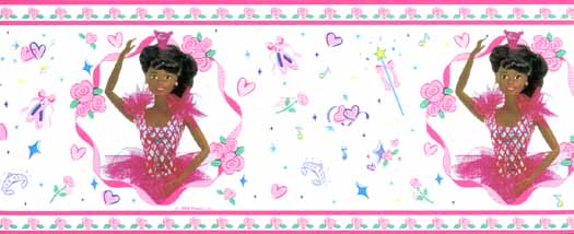 African American Ballerina Barbie Wallpaper Border