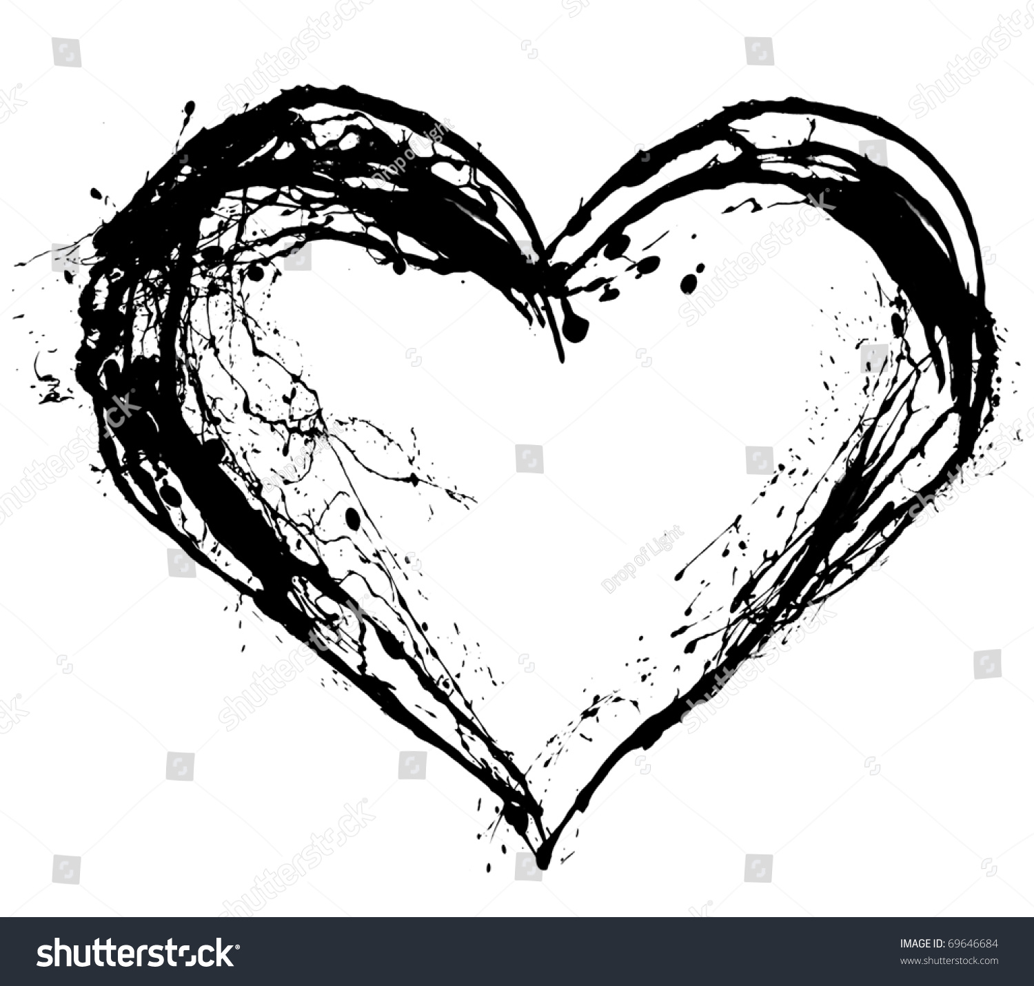 Abstract Valentine Black Heart On White Stock Illustration
