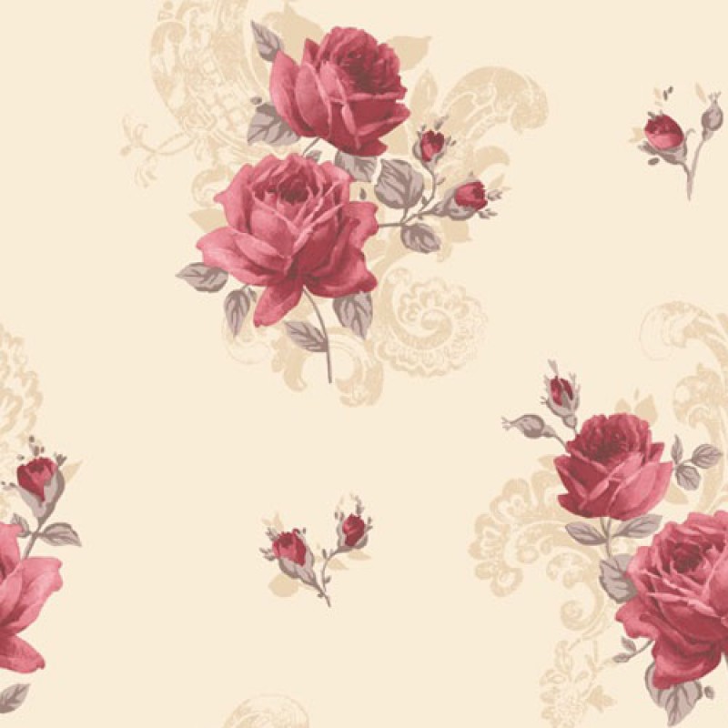 Home Tea Rose Country Red Wallpaper By Crown M0753