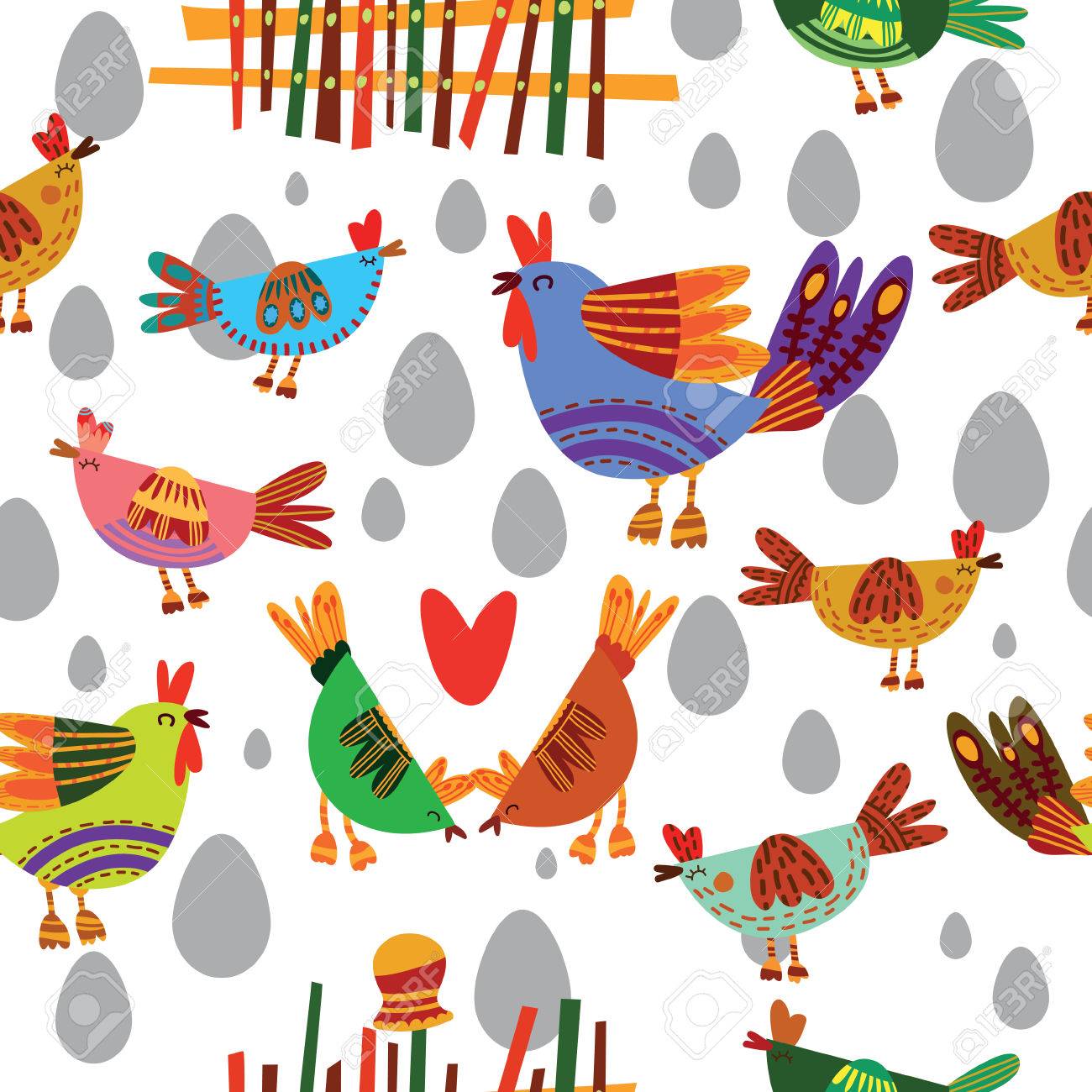Seamless Pattern With Cute Chickens Can Be Used