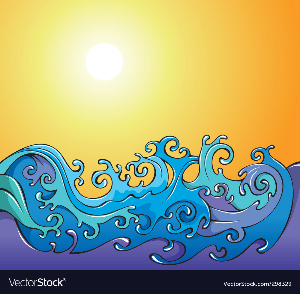 Cartoon waves background Royalty Free Vector Image