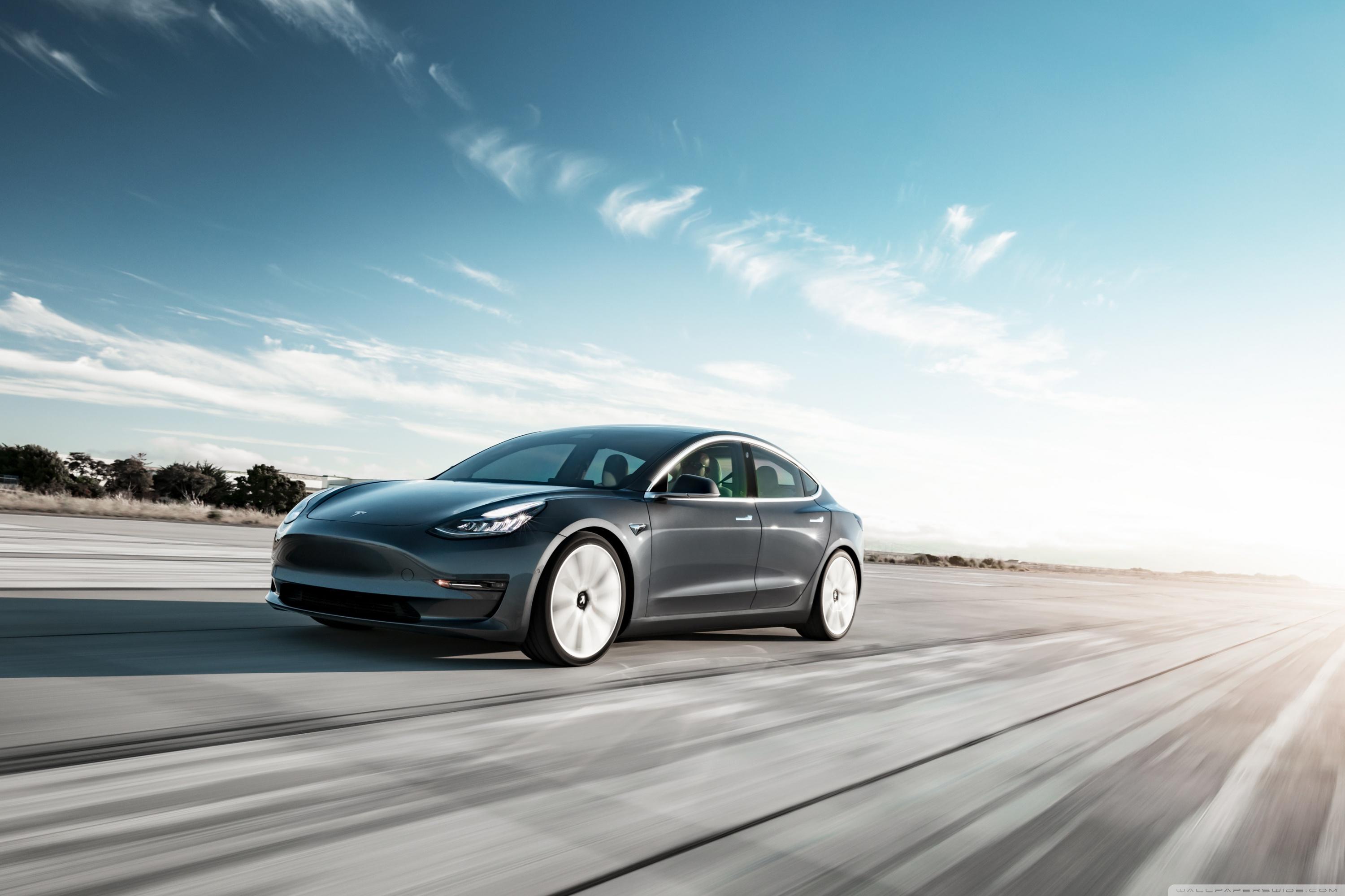 Tesla Model Electric Car Midnight Silver Performance Motion