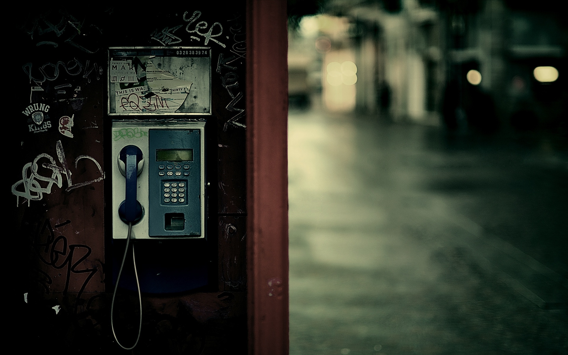 Wallpaper Payphone Street Lights HD Picture Image