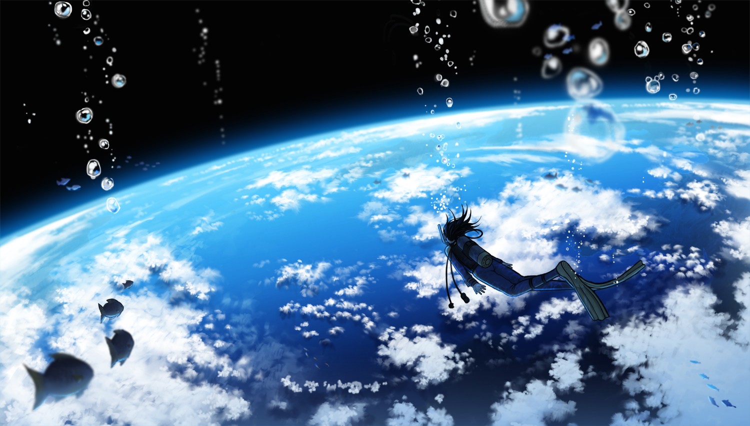 Illustration Fantasy Art Anime Pla Space Sky Earth