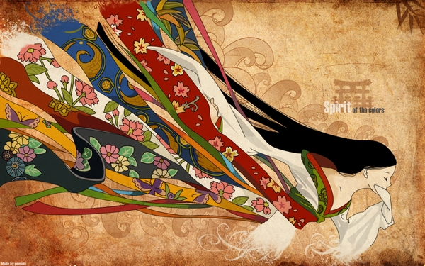 Long Hair Kimono Closed Eyes Japanese Clothes Anime Girls Wallpaper