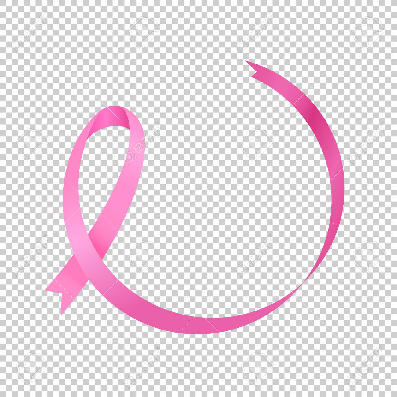 Pink Ribbon Isolated On Transparent Background Breast Cancer