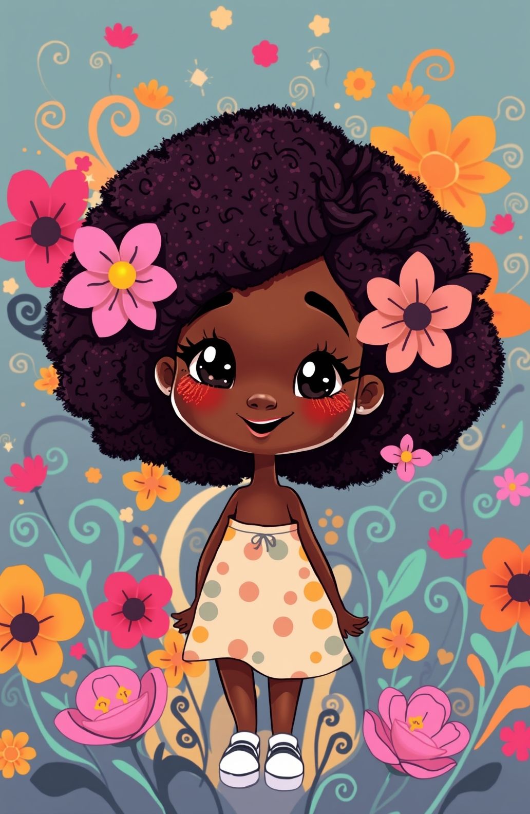 Pretty Black Girl Cartoon Wallpaper