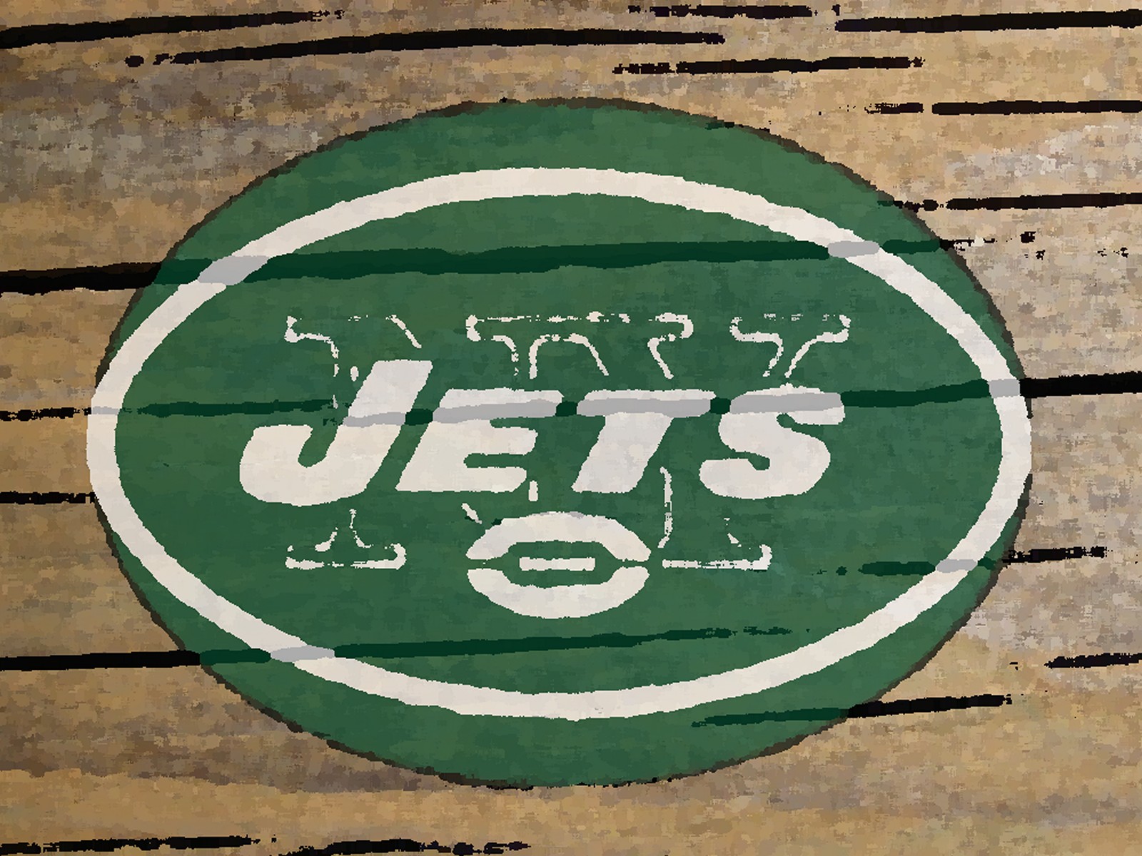 New York Jets Logo Painted On Wood
