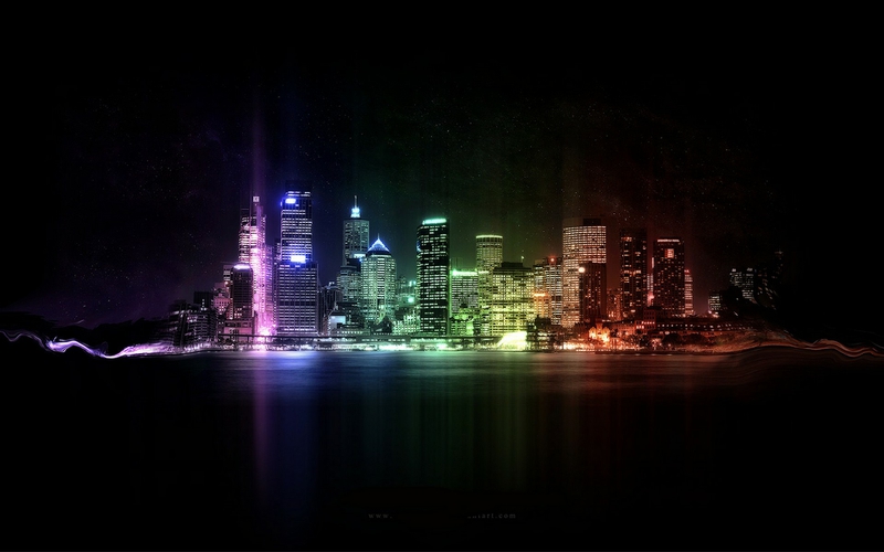 3d City Rainbow Abstract Fantasy HD Desktop Wallpaper