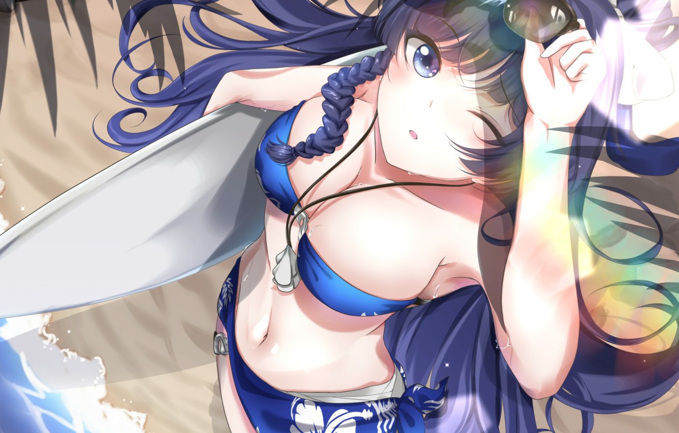 Wallpaper girl sexy beach Anime sea ocean boobs pretty