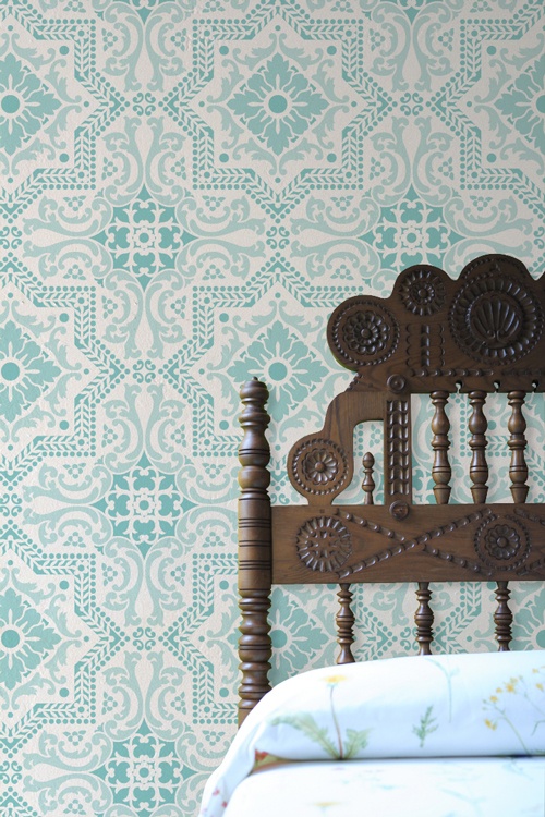 Spanish Tile Inspired Wallpaper Wall Patterns Color Headboards