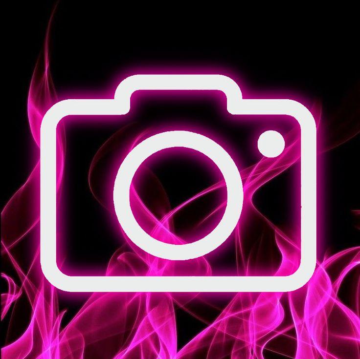 Neon Pink Camera Icon Wallpaper iPhone