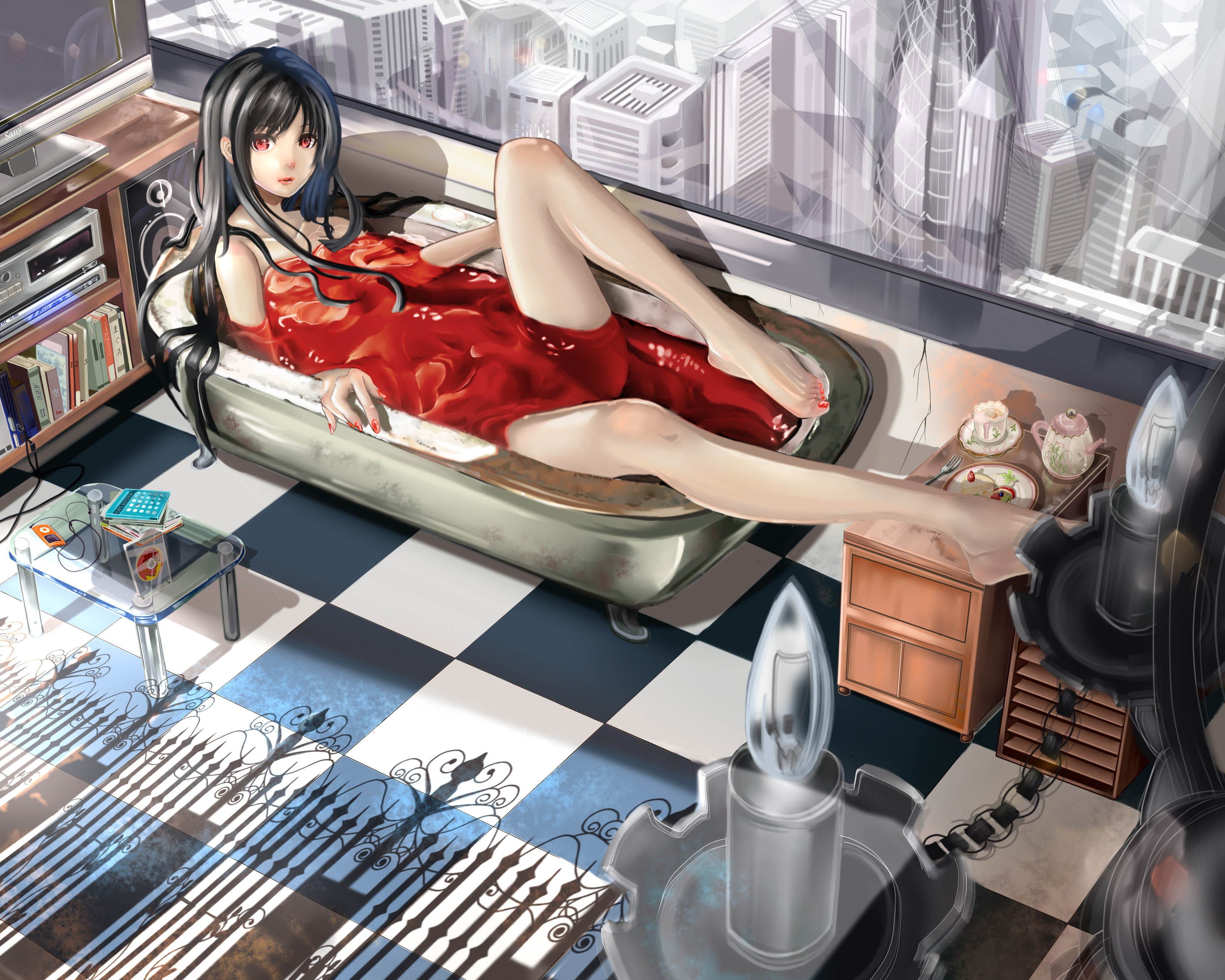 Wallpaper Bathroom Blood Anime Window Bath Desktop