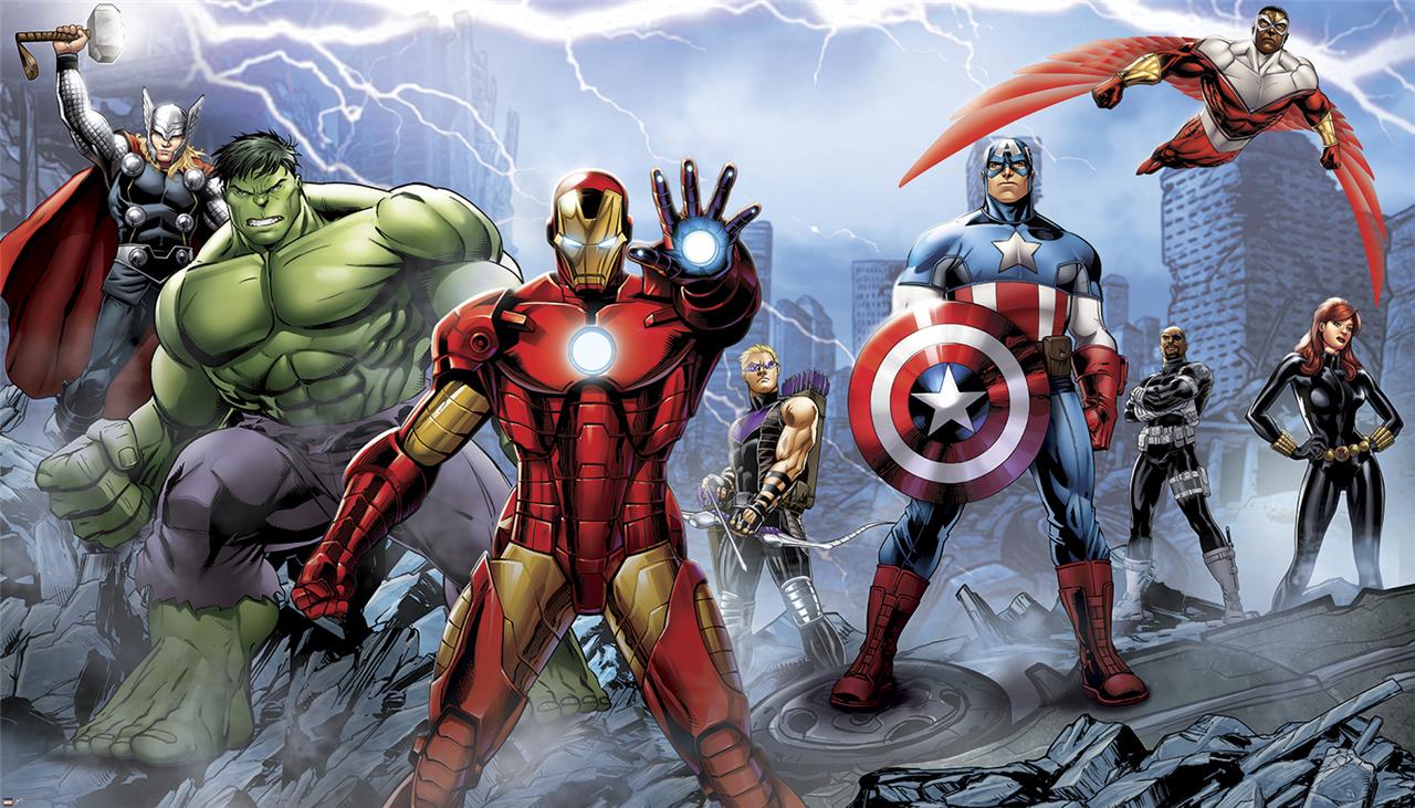 Avengers Assemble Prepasted Wallpaper Mural Marvel Heroes Wall Decor