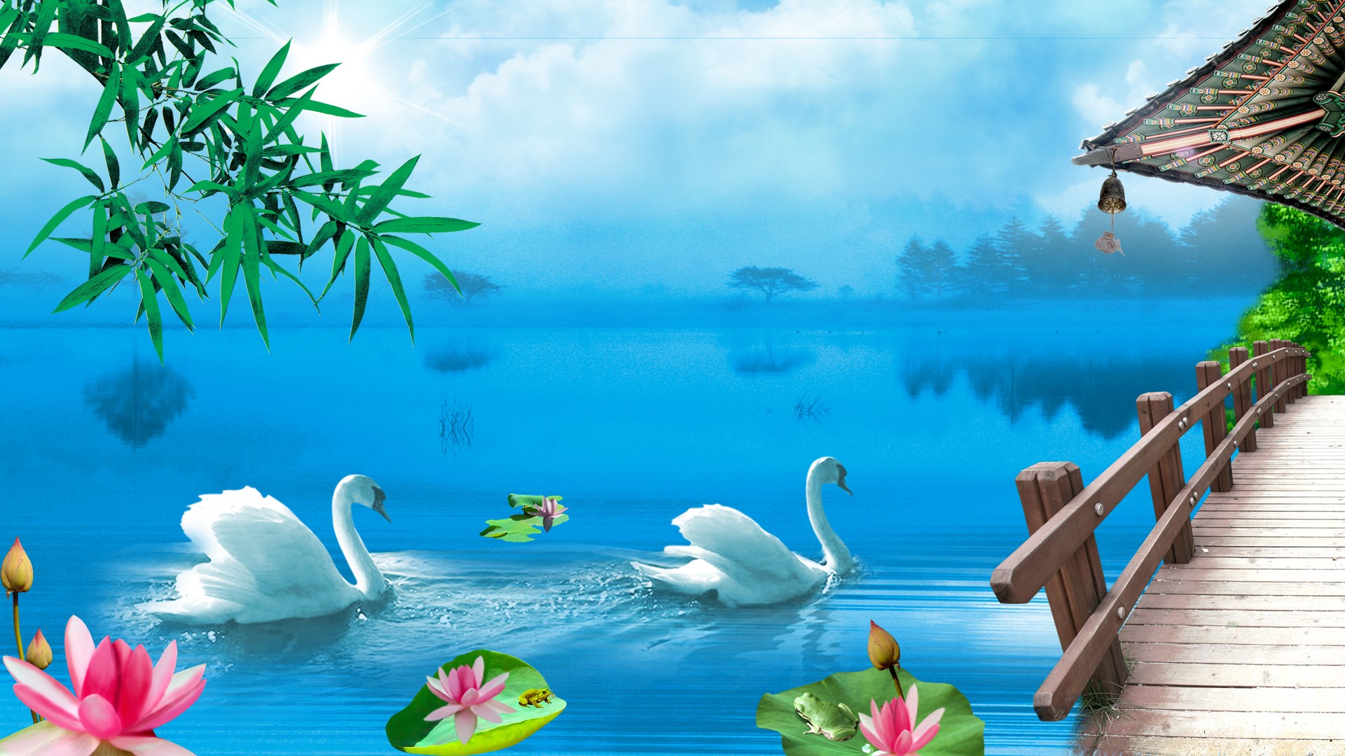 Swan Lake Nature Wallpaper