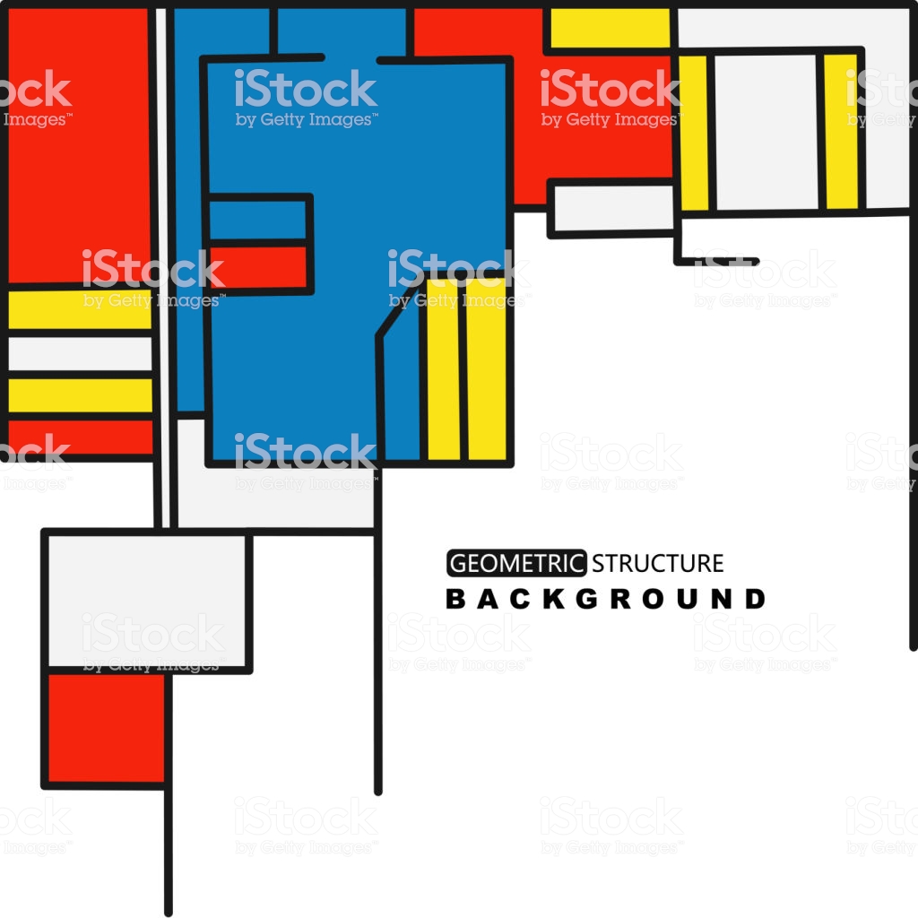Mondrian Style Geometric Pattern Background Stock Illustration