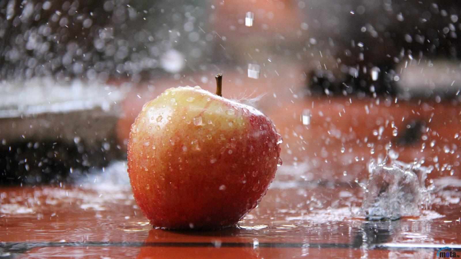 Wallpaper Apple In The Rain